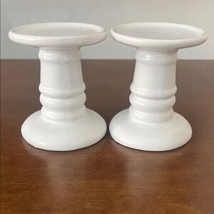 2 White Ceramic Candle Holders